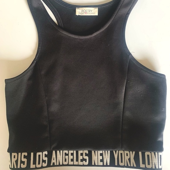 Nasty Gal Tops - Black and white NY LA London Paros crop